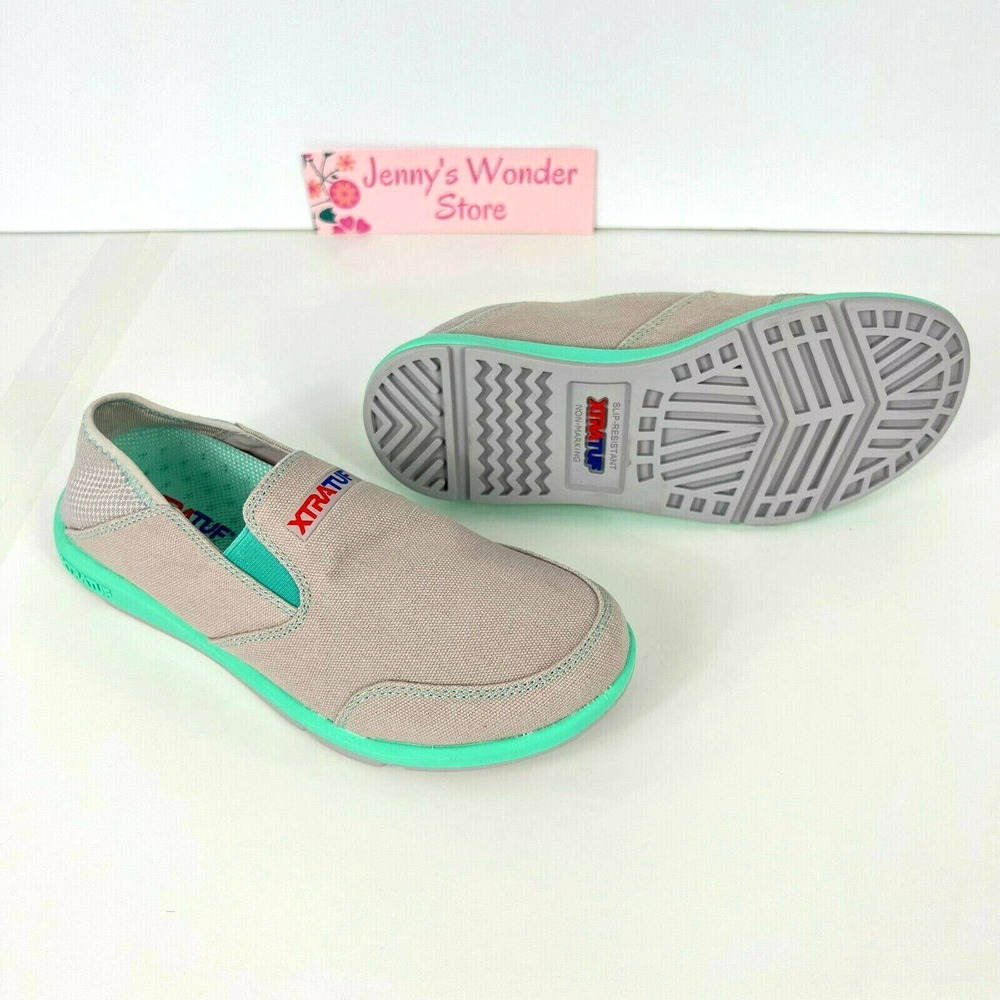 XTRATUF Women's Slip-On Espadrilles - Tan and Mint